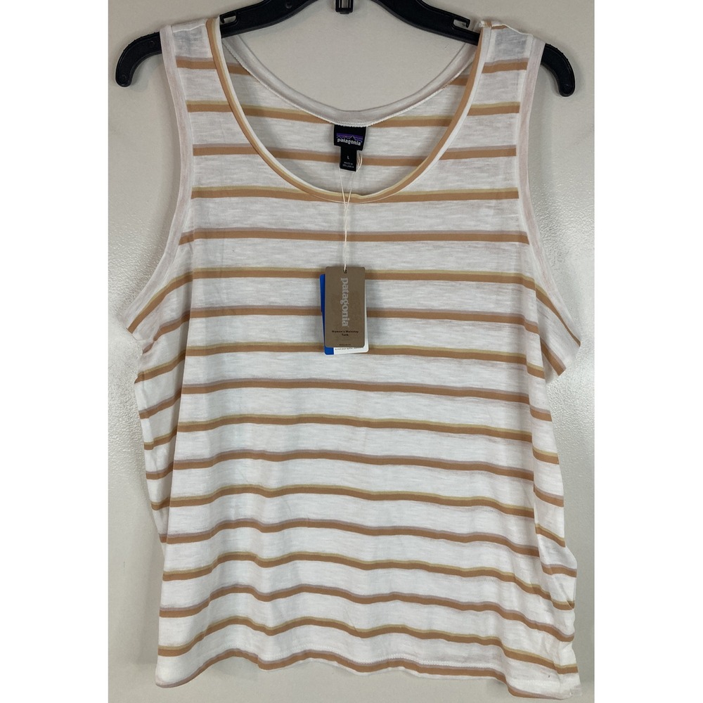 Patagonia Mainstay Tank Top Sunset Stripe Birch‎ White Women's LARGE NWT $39